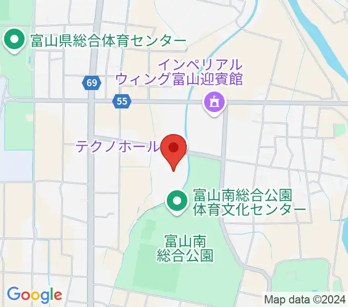 富山テクノホールの地図