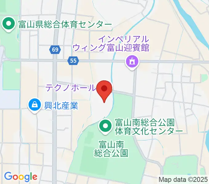 富山テクノホールの地図