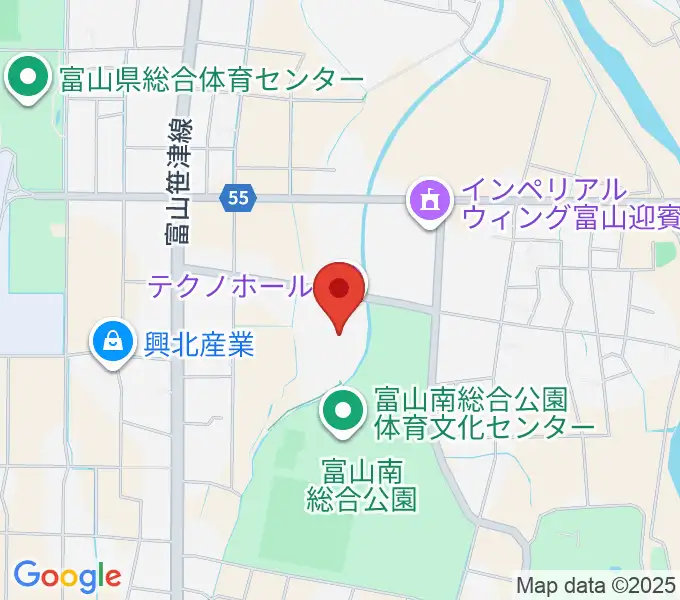 富山テクノホールの地図