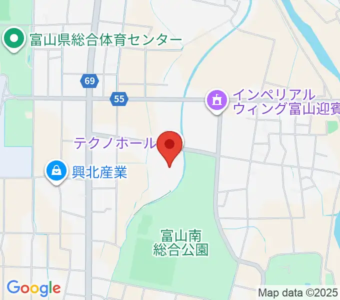 富山テクノホールの地図