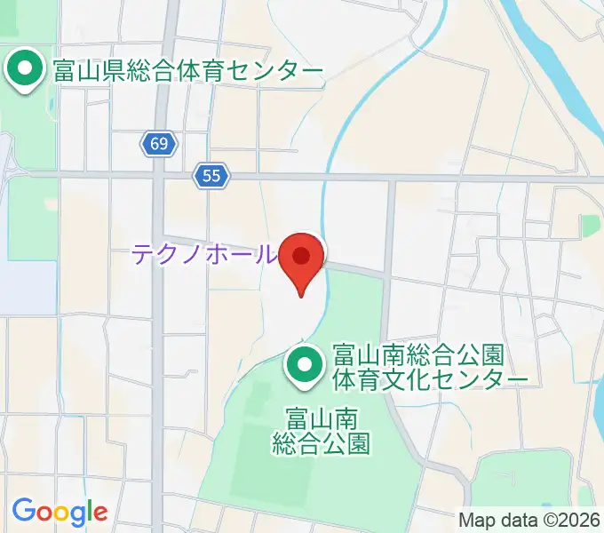 富山テクノホールの地図
