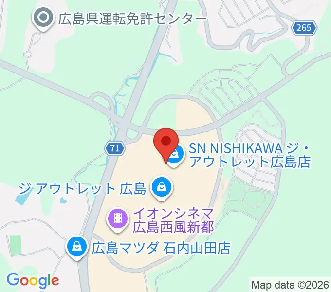 島村楽器アウトレット広島店の地図