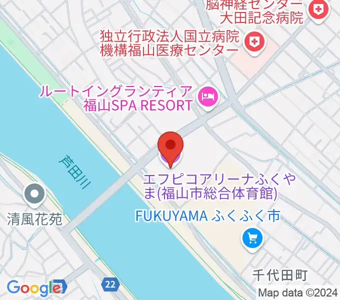 エフピコアリーナふくやまの地図