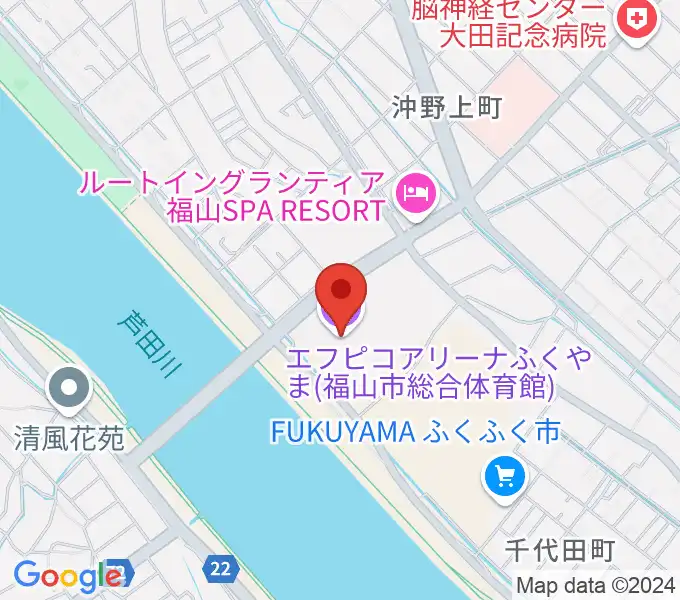 エフピコアリーナふくやまの地図