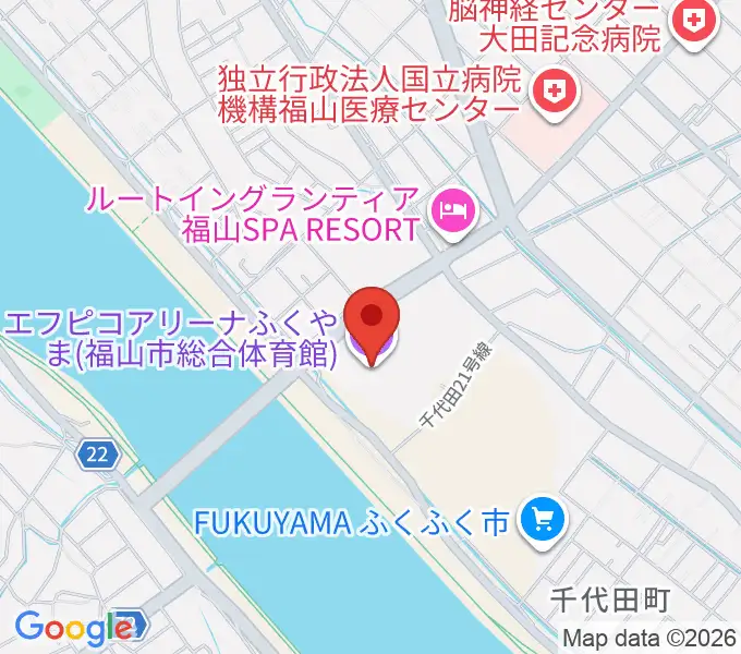 エフピコアリーナふくやまの地図