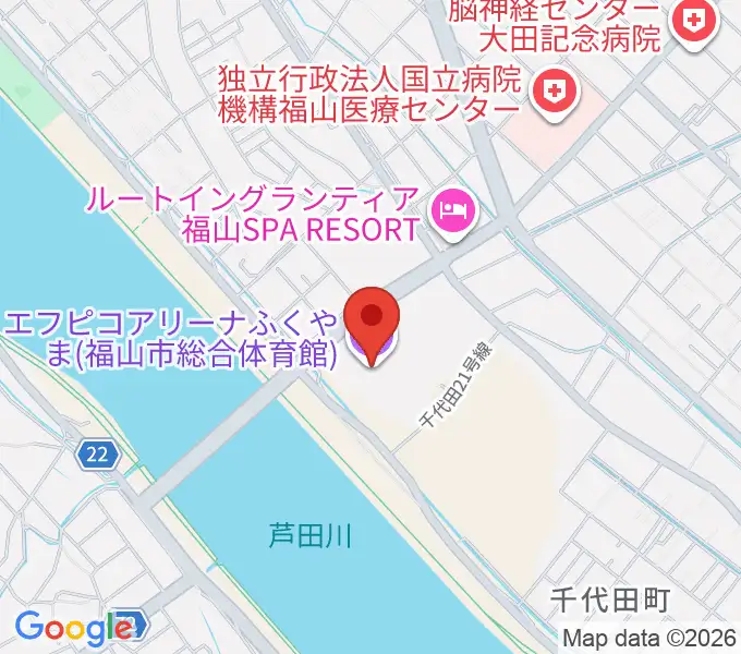 エフピコアリーナふくやまの地図