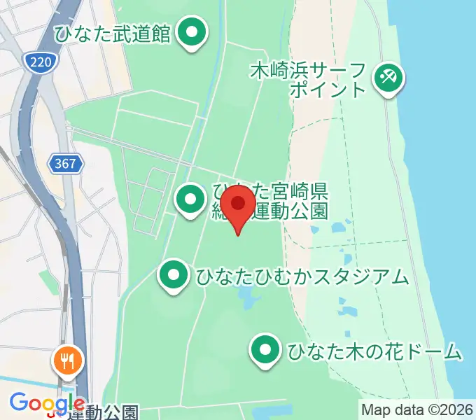 ひなた陸上競技場の地図