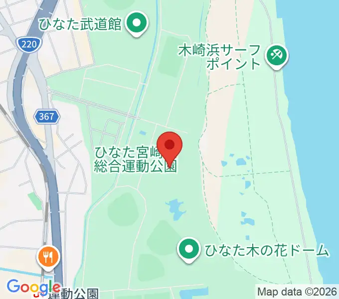 ひなた陸上競技場の地図