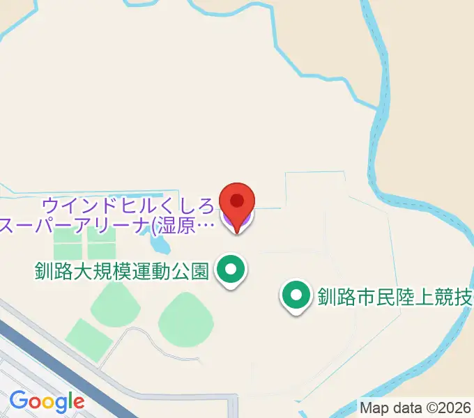 ウインドヒルくしろスーパーアリーナの地図