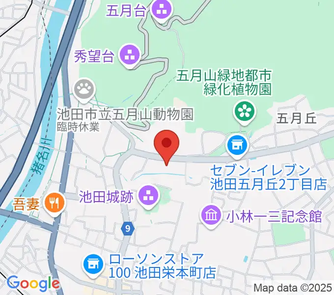 池田市五月山体育館の地図