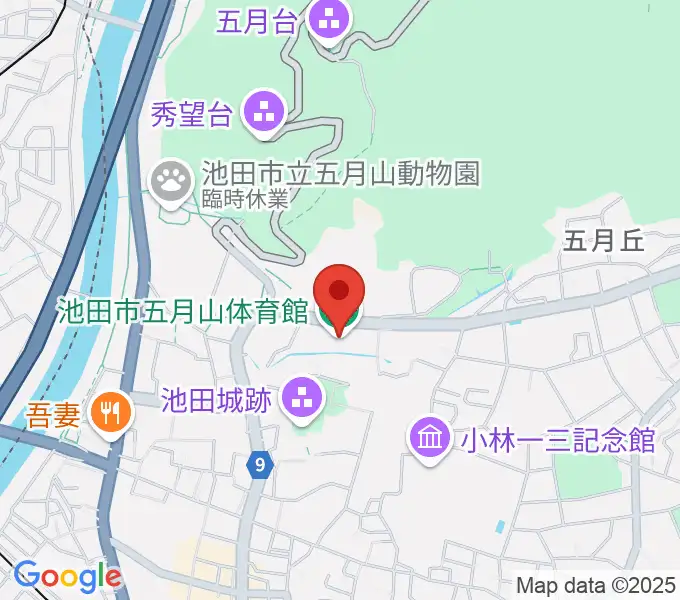 池田市五月山体育館の地図