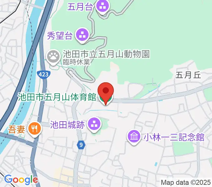 池田市五月山体育館の地図