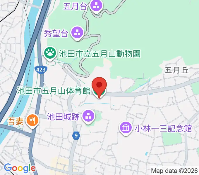 池田市五月山体育館の地図