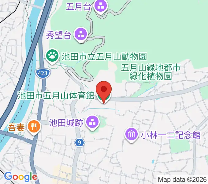 池田市五月山体育館の地図