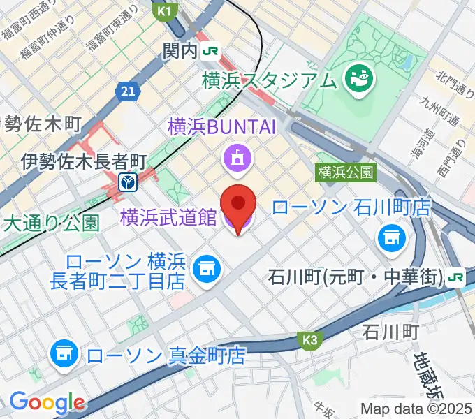 横浜武道館の地図