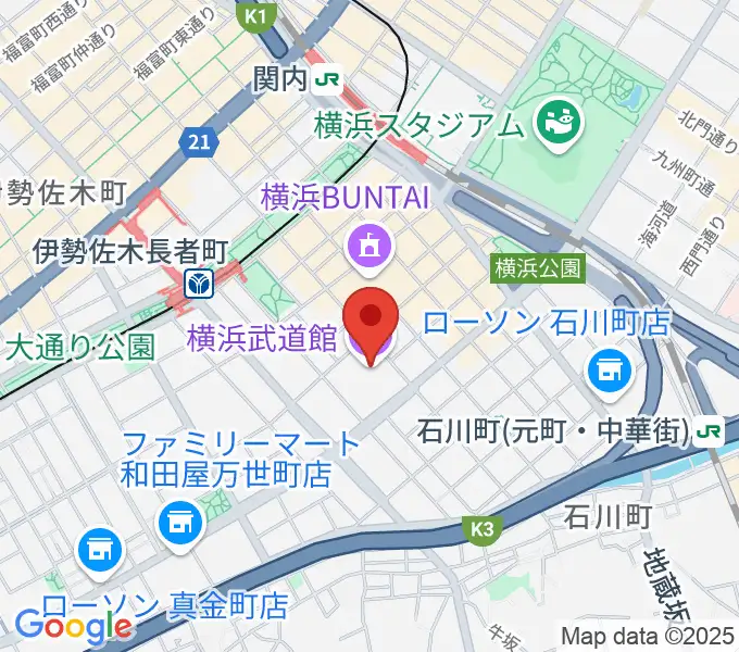 横浜武道館の地図