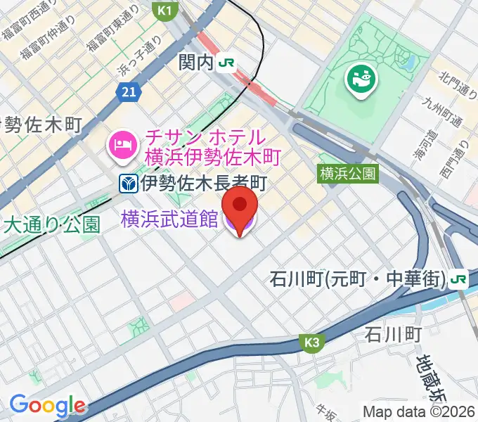 横浜武道館の地図