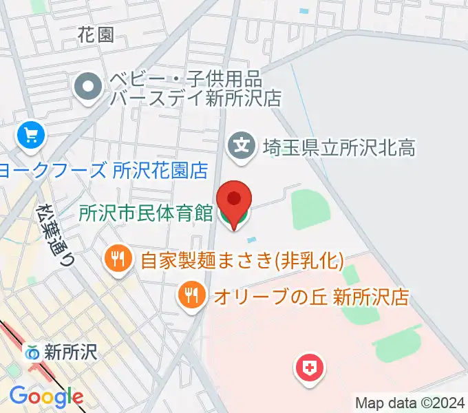 所沢市民体育館の地図