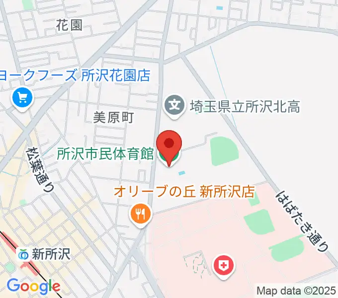 所沢市民体育館の地図