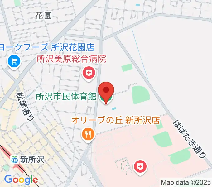 所沢市民体育館の地図