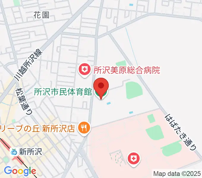 所沢市民体育館の地図