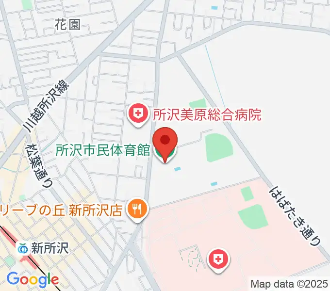 所沢市民体育館の地図