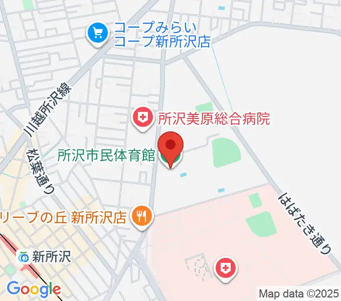 所沢市民体育館の地図