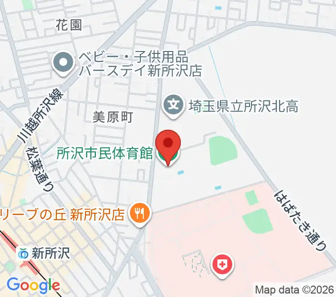所沢市民体育館の地図