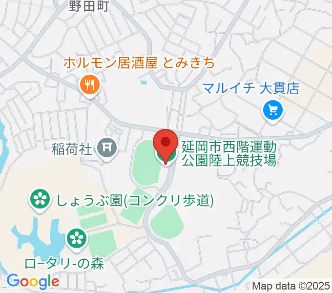 延岡市西階総合運動公園陸上競技場の地図