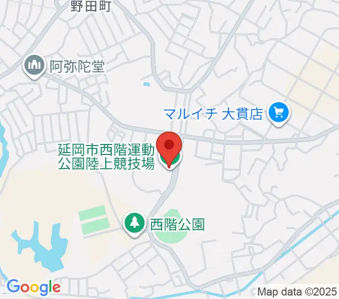 延岡市西階総合運動公園陸上競技場の地図