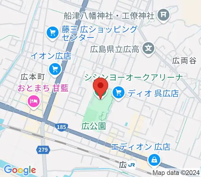 シシンヨーオークアリーナ 呉市総合体育館の地図