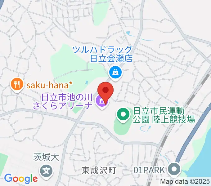 日立市池の川さくらアリーナの地図