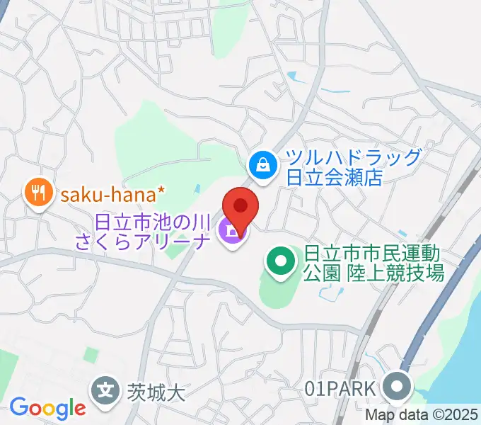 日立市池の川さくらアリーナの地図