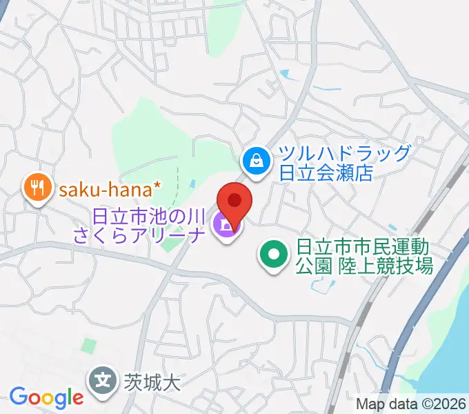 日立市池の川さくらアリーナの地図