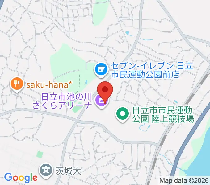日立市池の川さくらアリーナの地図
