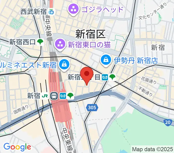 ユニオンレコード新宿の地図