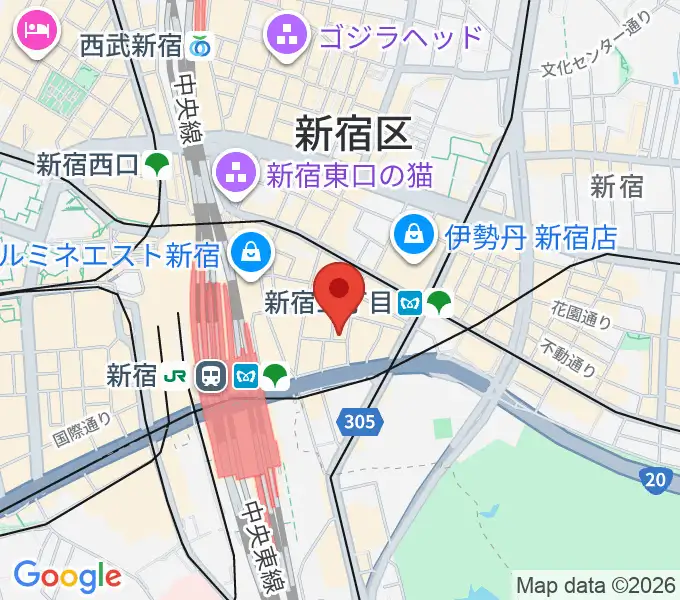 ユニオンレコード新宿の地図