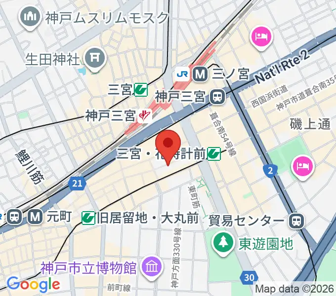 りずむぼっくす三宮店の地図
