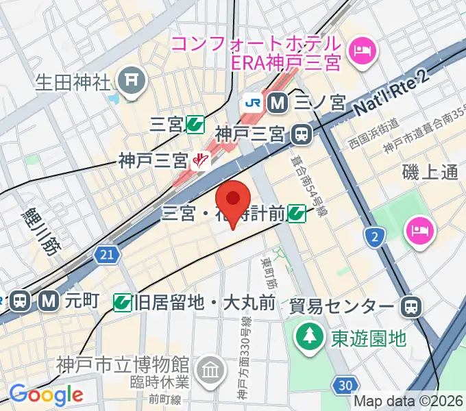りずむぼっくす三宮店の地図