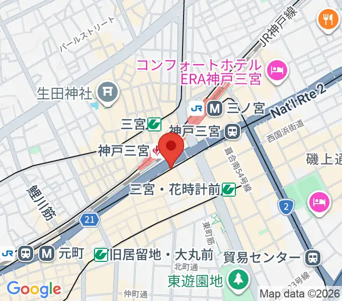 りずむぼっくす三宮ウエスト店の地図