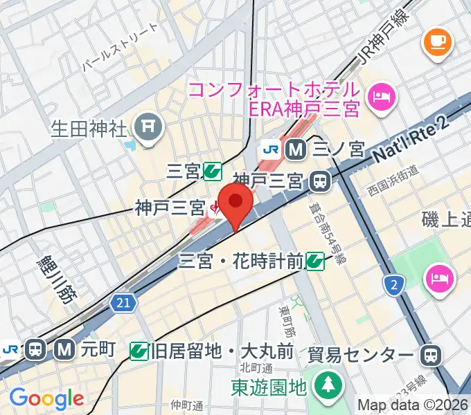 りずむぼっくす三宮ウエスト店の地図