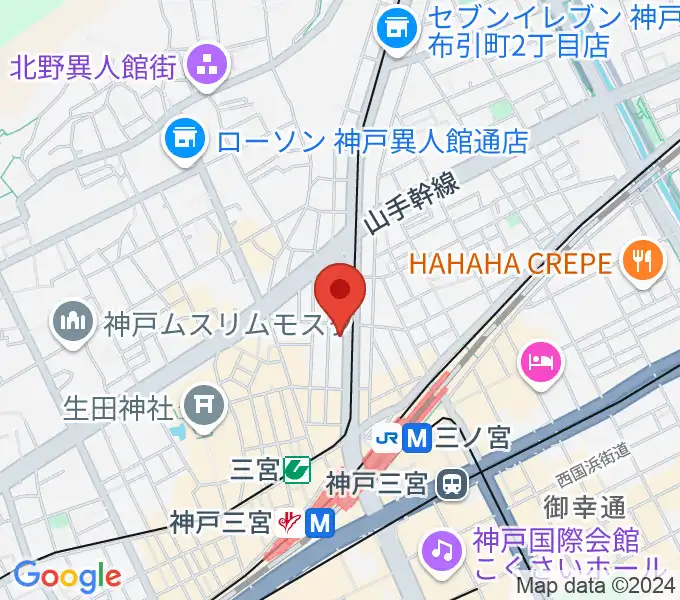 ジャパンギタースクール三宮校の地図