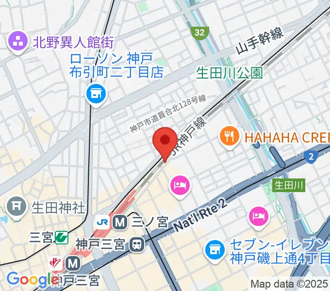 三宮KOBE16bitの地図