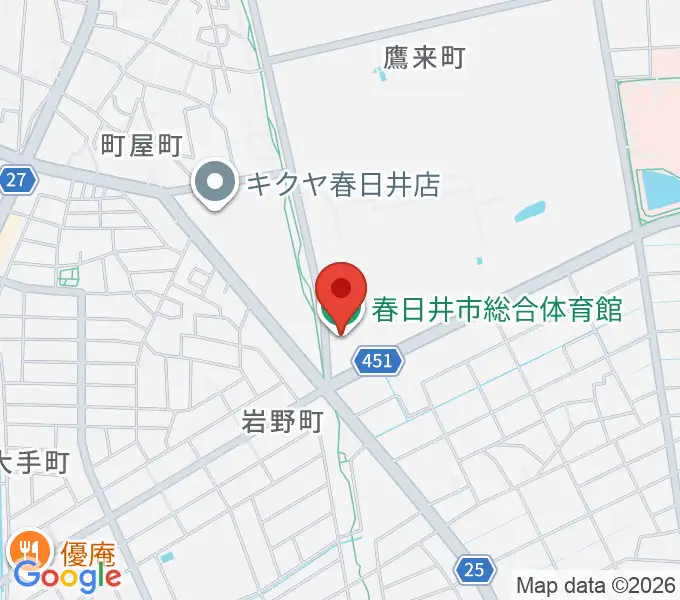 春日井市総合体育館の地図