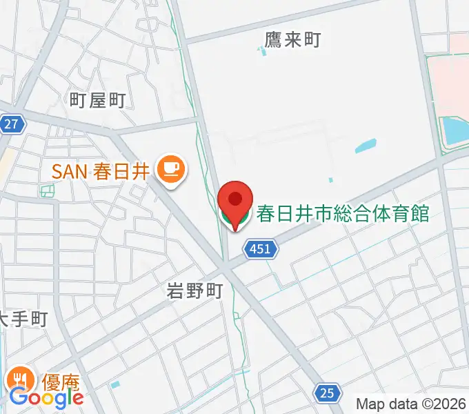 春日井市総合体育館の地図