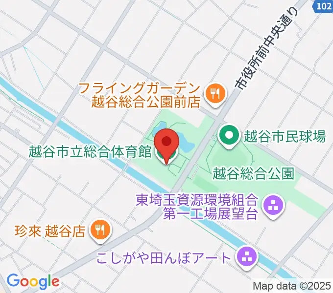 越谷市立総合体育館の地図