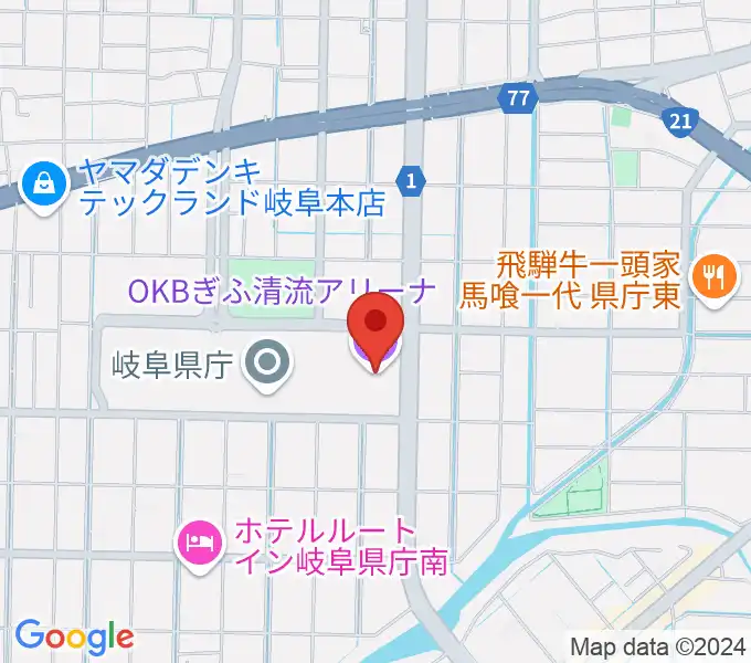 OKBぎふ清流アリーナの地図