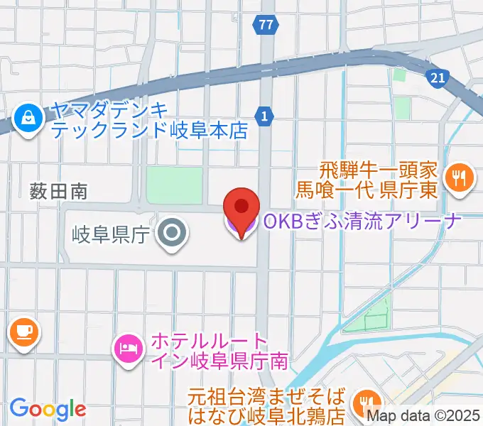 OKBぎふ清流アリーナの地図