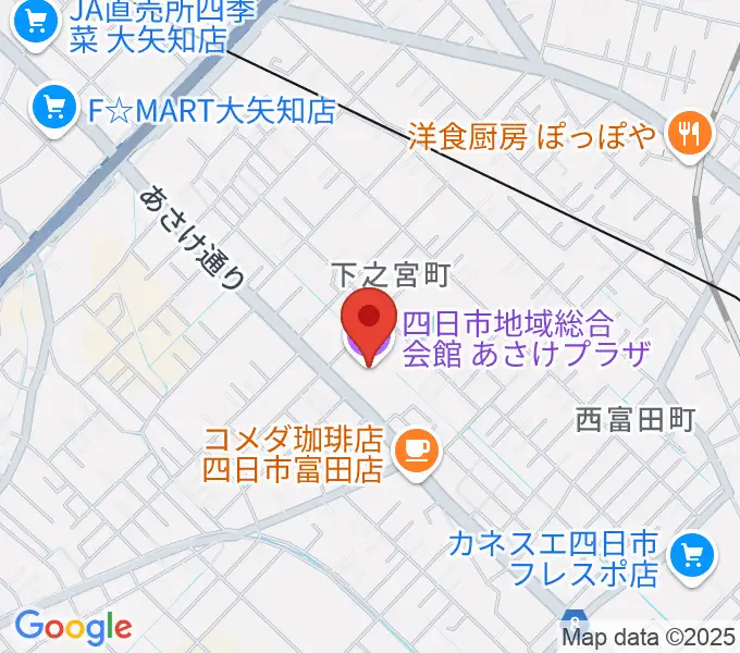 四日市地域総合会館あさけプラザの地図