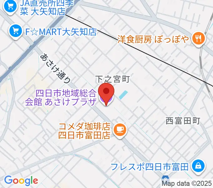 四日市地域総合会館あさけプラザの地図